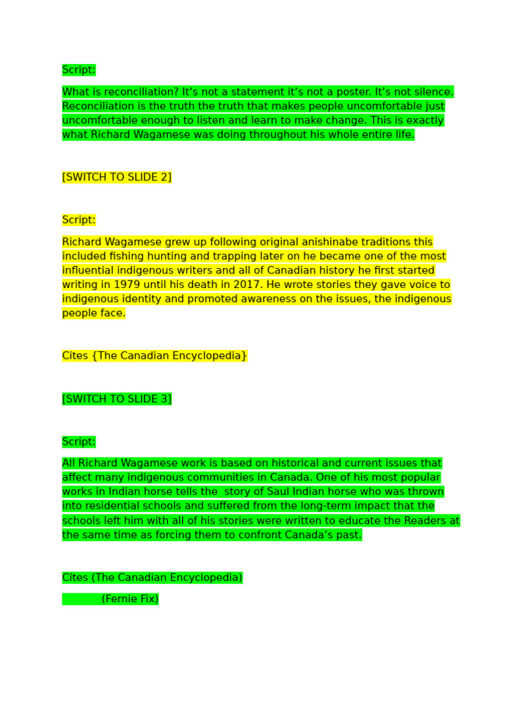 script for english culminating Richard Wagamese | PDF | Indigenous Peoples