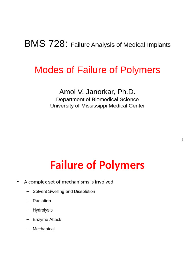 Polymer Failure Analysis in Medical Implants | PDF | Fracture Mechanics ...