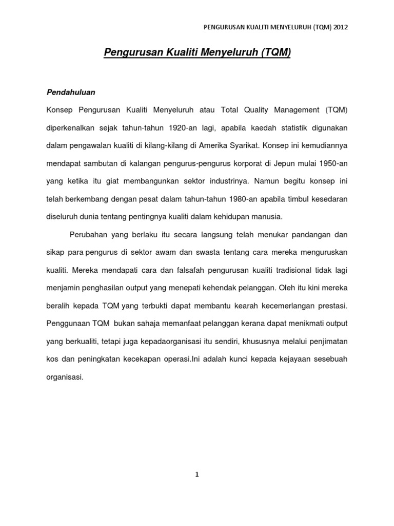Pengurusan Kualiti Menyeluruh Pdf