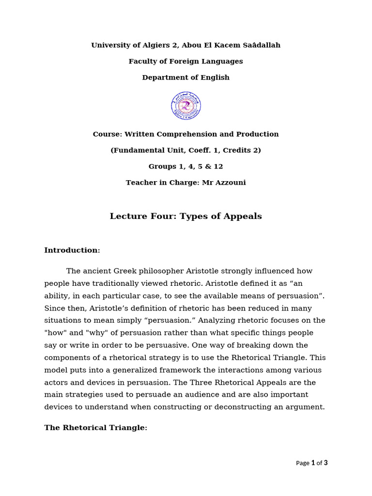 Understanding Rhetorical Appeals | PDF | Rhetoric | Persuasion