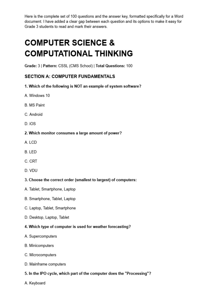 Computer questions | PDF | Computer Monitor | Tablet Computer