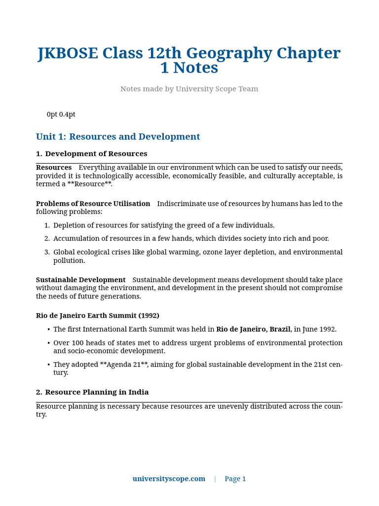 JKBOSE Class 12 Geography Notes | PDF | Soil | Erosion