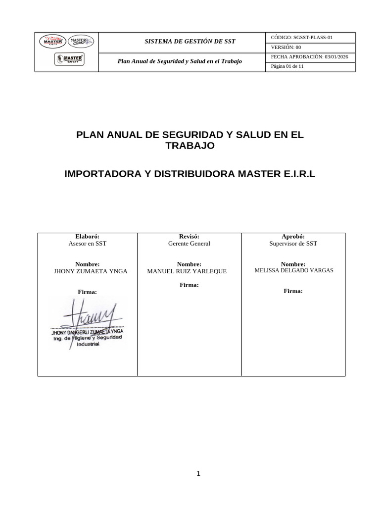 Plan Anual de Seguridad y Salud 2025 | PDF | Seguridad y salud ...