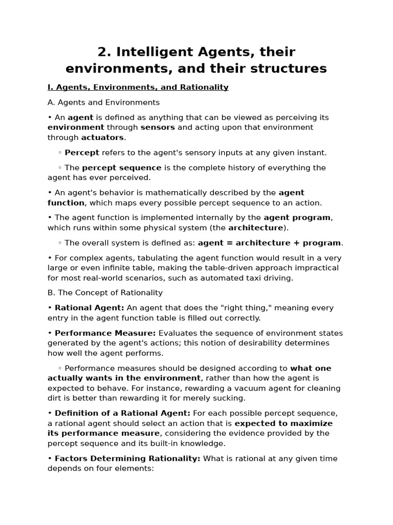 Understanding Intelligent Agents and Environments | PDF | Cognitive ...