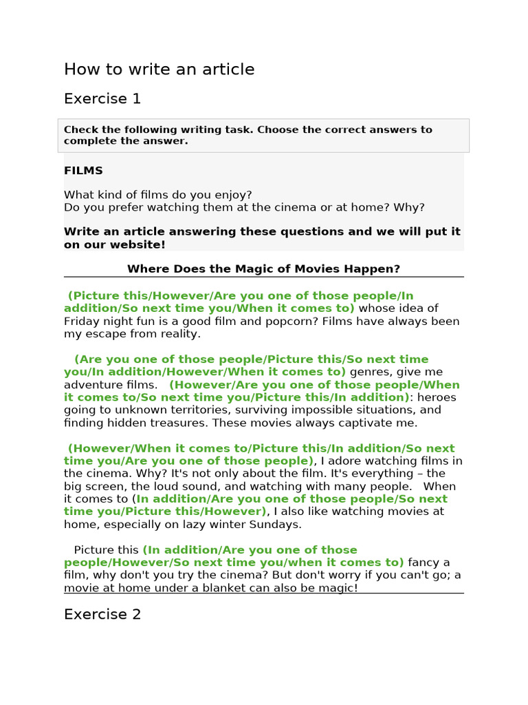 Writing Engaging Articles on Films | PDF | Schools | Middle Schools