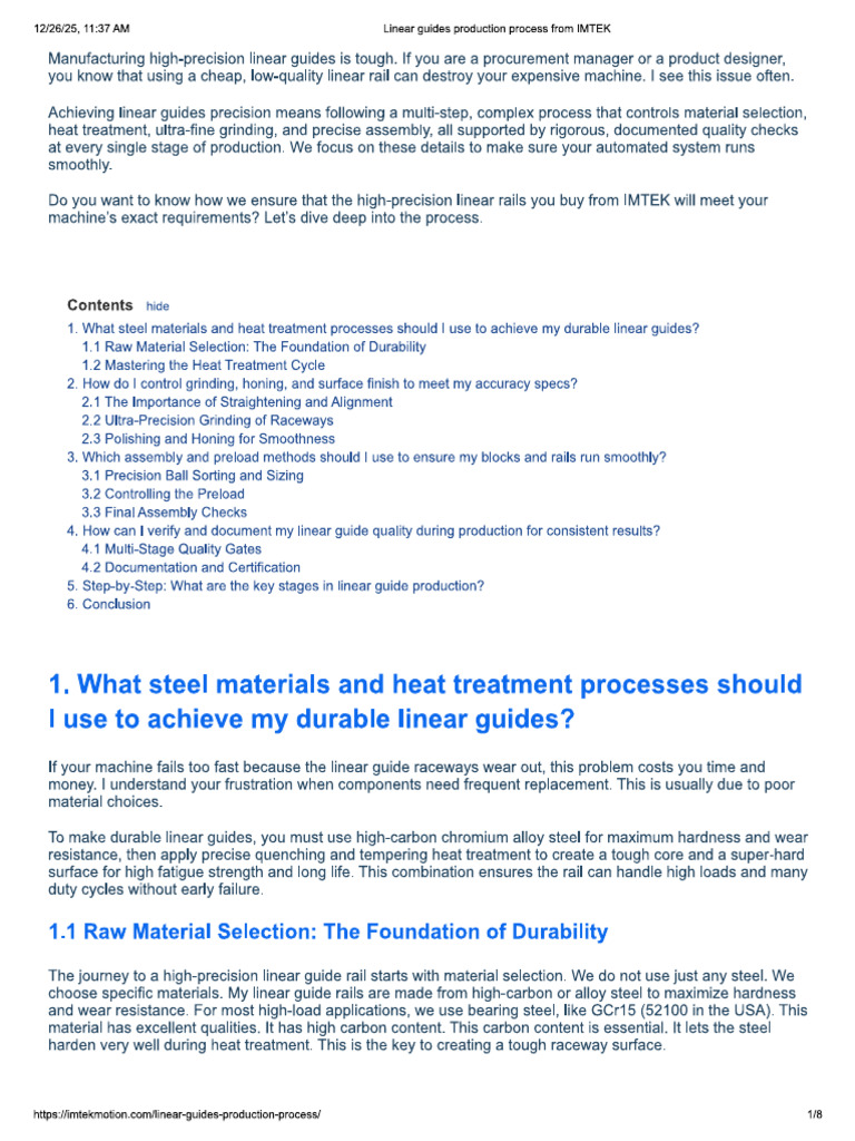 Linear Guides Production Process, How High Precision Linear Rails Are ...