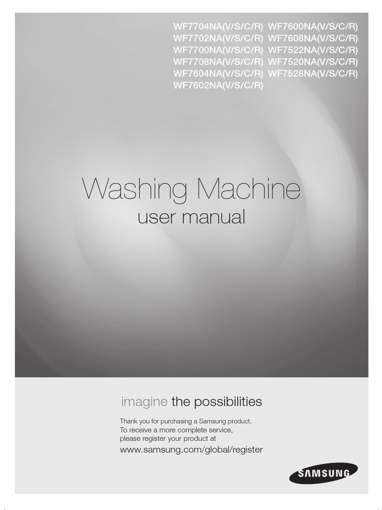 Samsung Washing Machine User Manual | PDF | Washing Machine | Laundry