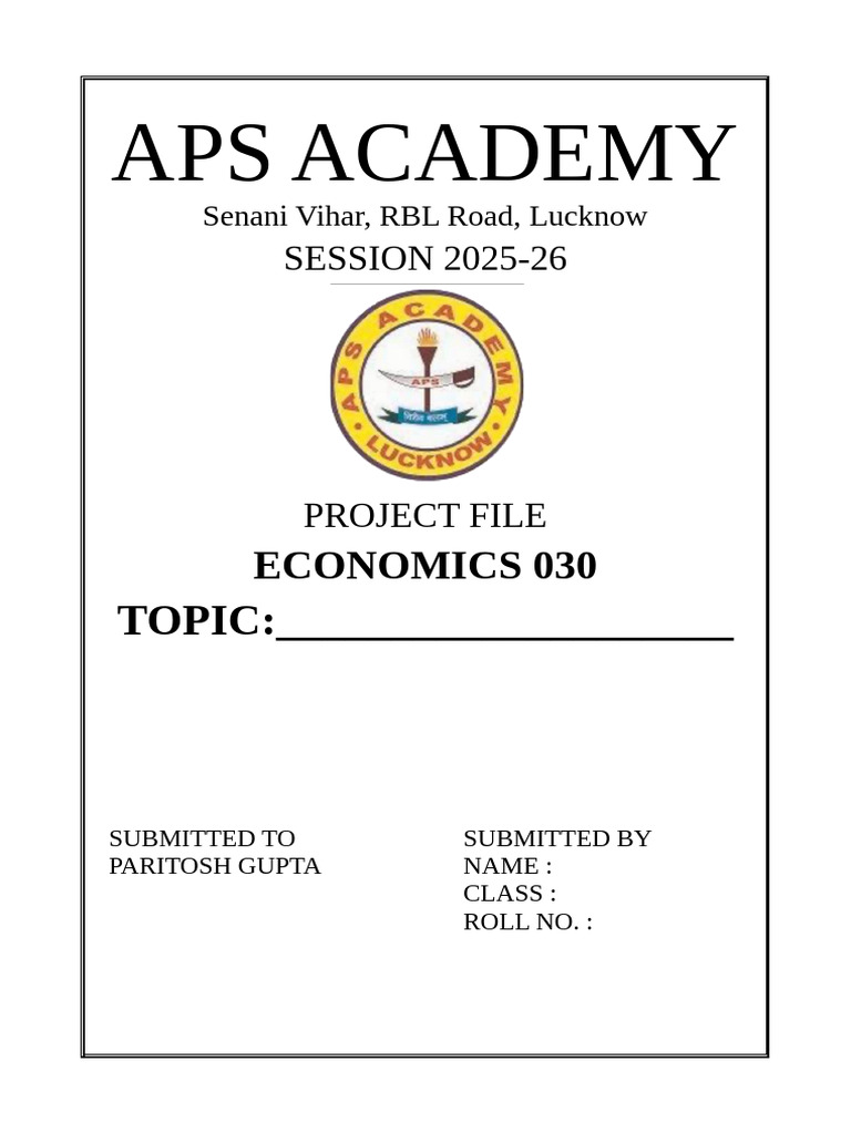 Economics Project File 2025-26 | PDF