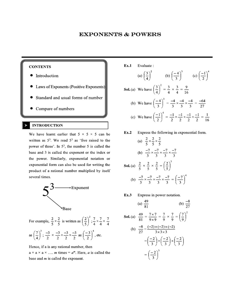Exponents & Powers | PDF
