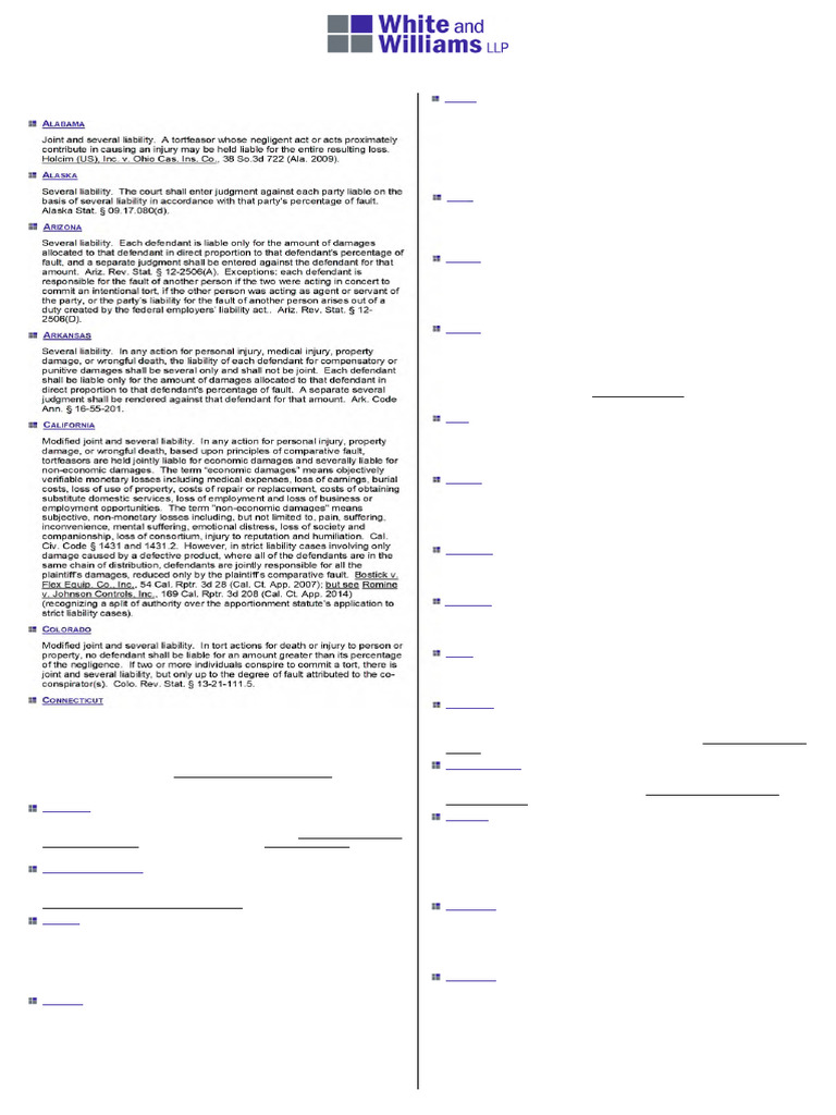 Joint and Several Liability by State | PDF | Tort | Joint And Several ...