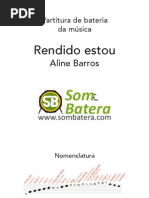Aline Barros Rendido Estou Partitura de Bateria Www.sombatera