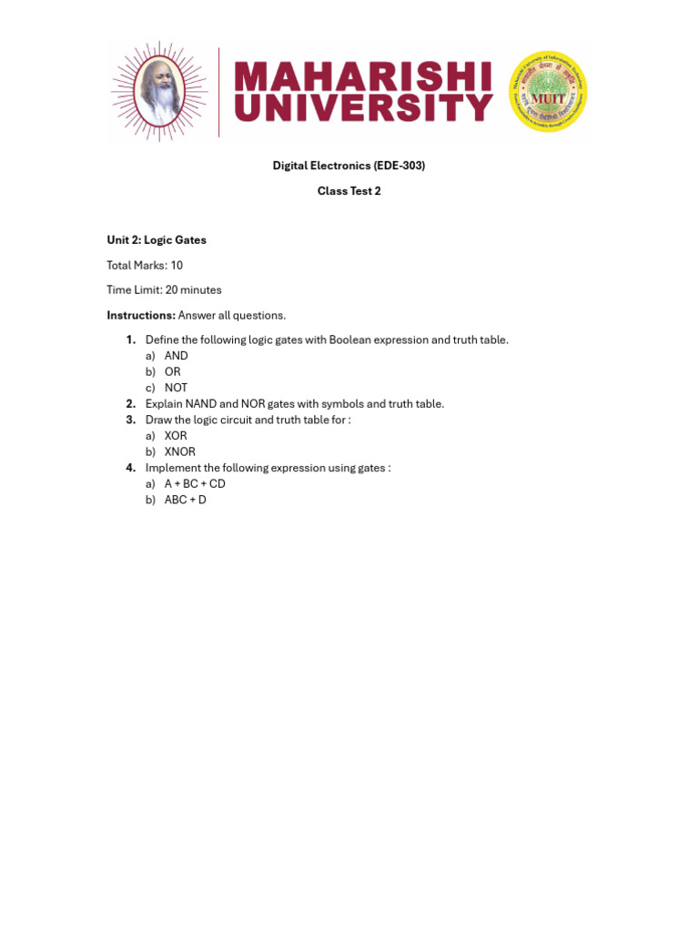 Class Test 2 | PDF