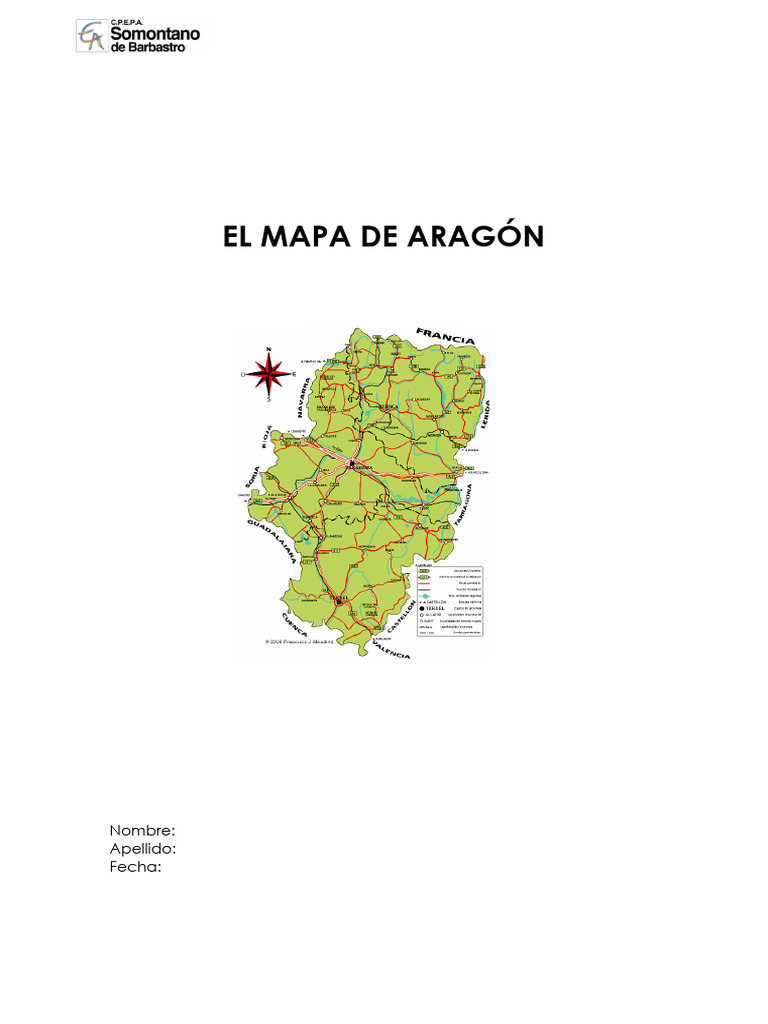 Mapa y Poblaciones de Aragón | PDF | Rojo | Amarillo