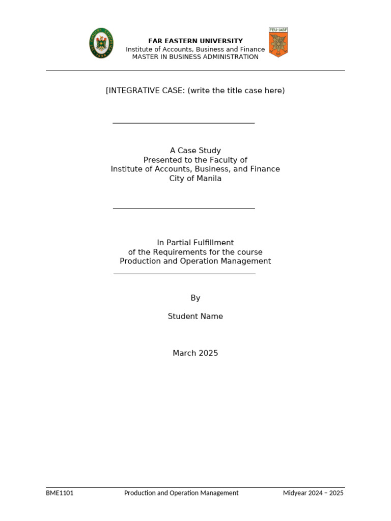 MBA Case Study: Production Management Analysis | PDF | Methodology
