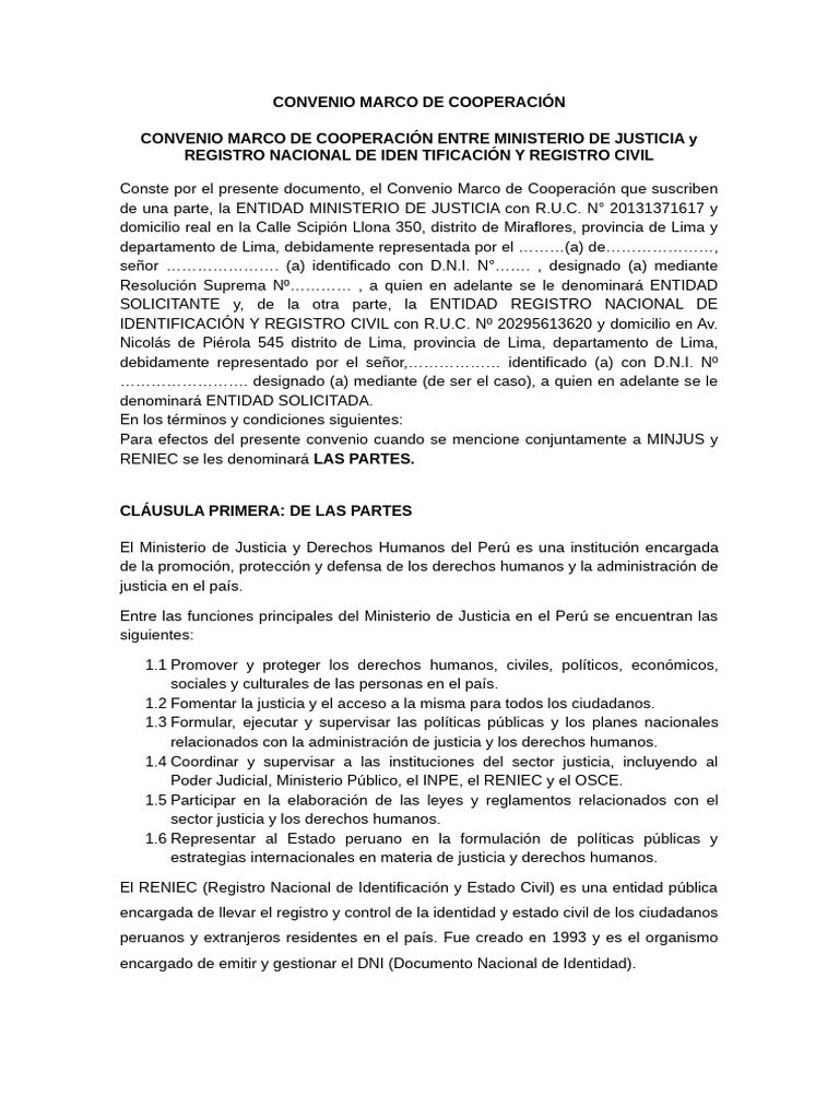 Minjus - Reniec | PDF