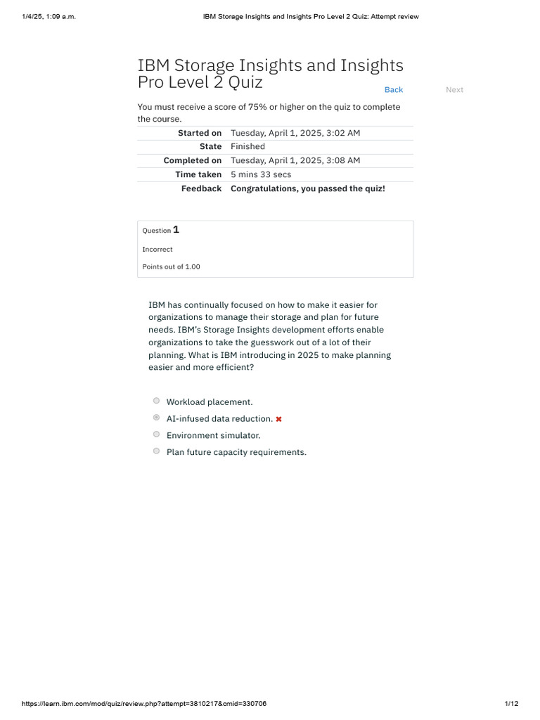 IBM Storage Insights Pro Level 2 Quiz | PDF | Computer Data Storage ...