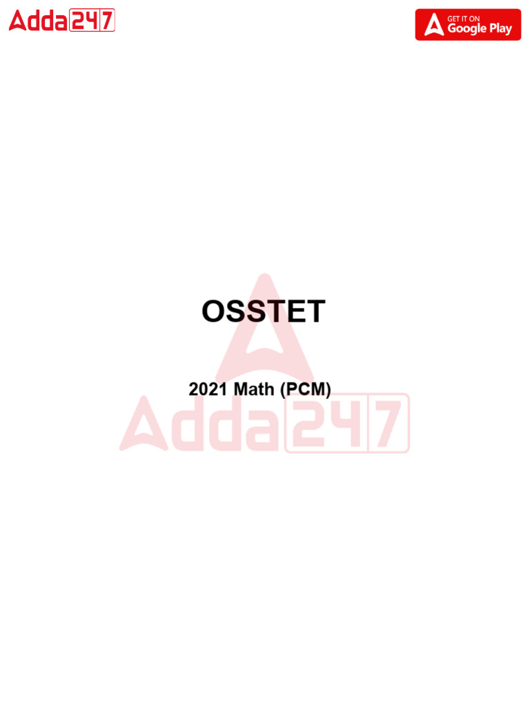 OSSTET 2021 Math Paper PCM English | PDF