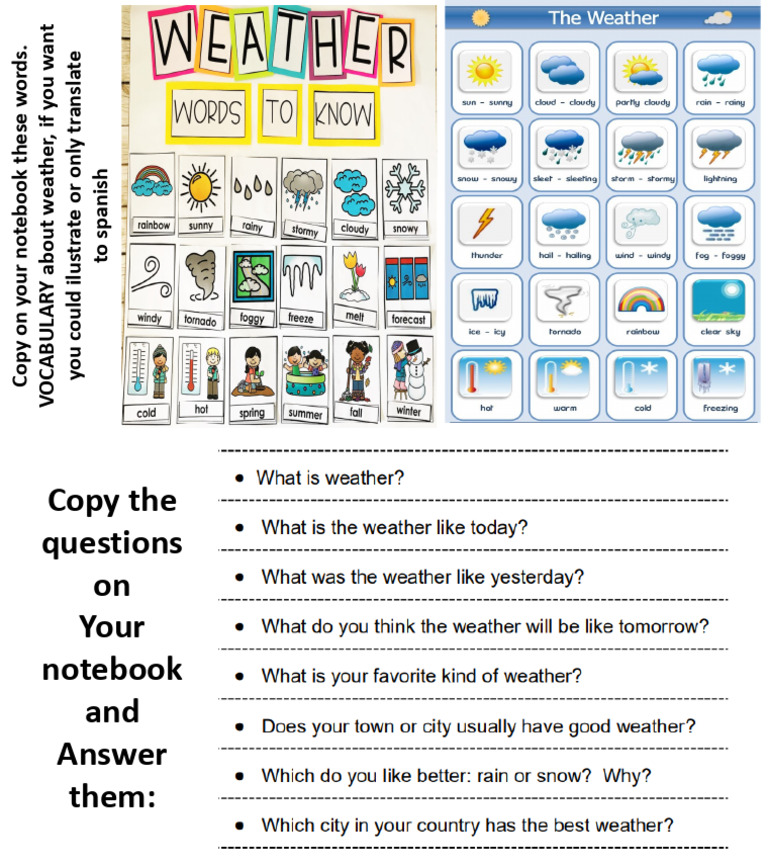Weather Vocabulary and Questions | PDF