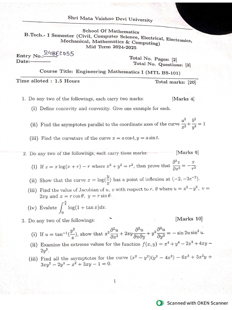 Engineering Maths 1 | PDF