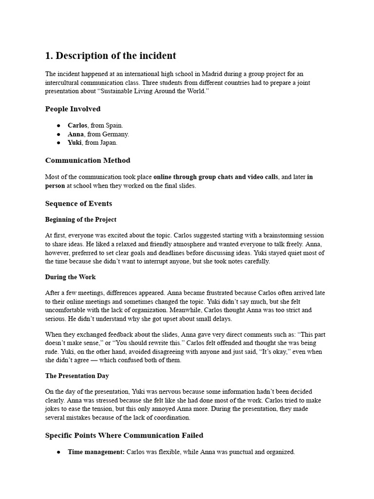 Cultural Communication Breakdown in Group Projects | PDF ...