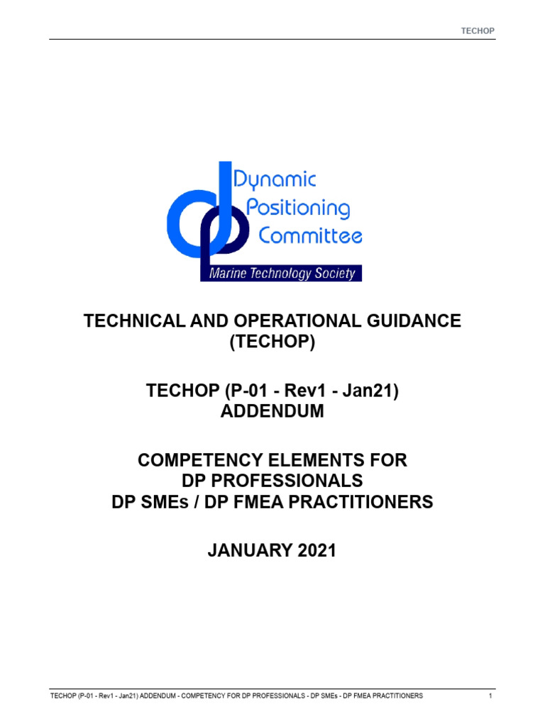 TECHOP P 01 Rev1 Jan21 Competency Elements for DP Professionals ...