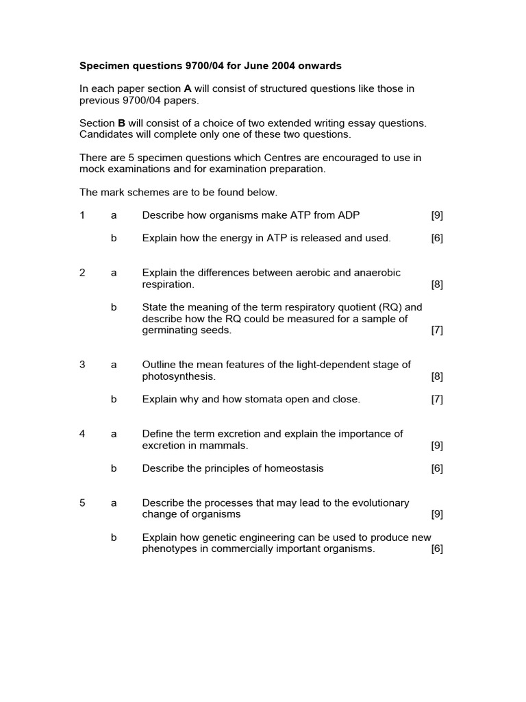 9700 04 final revised | PDF | Cellular Respiration | Adenosine Triphosphate