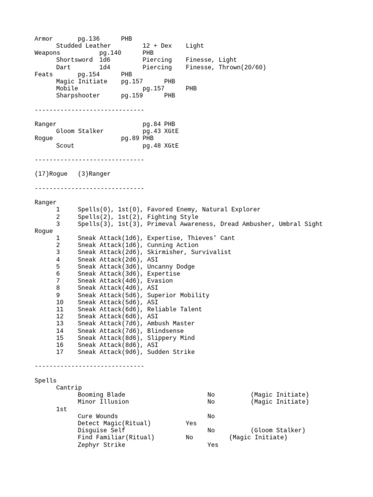 Ranger and Rogue Class Features Guide | PDF