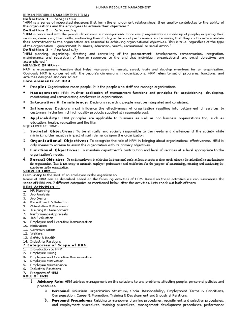 Overview of Human Resource Management | PDF | Human Resource Management ...