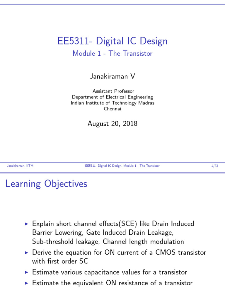 Digital IC Design: Transistor Basics | PDF | Mosfet | Field Effect ...