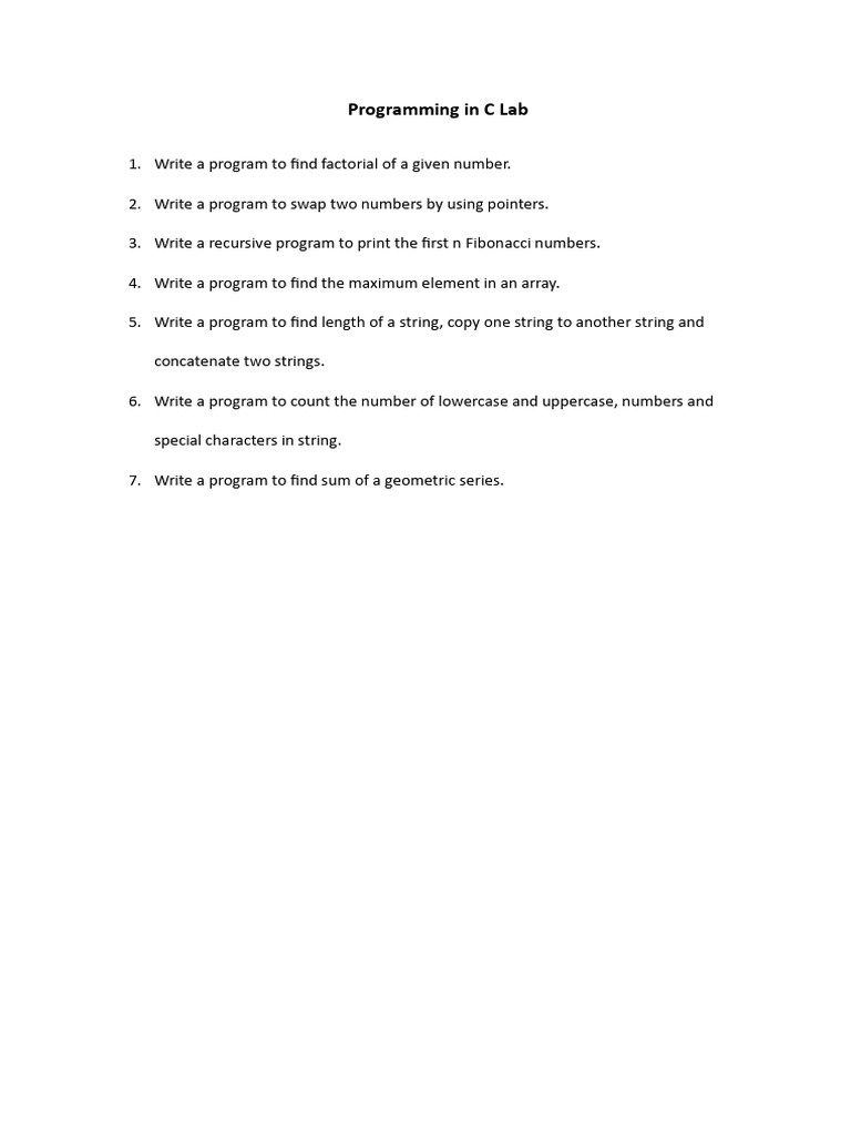 C Lab Program for Practical | PDF