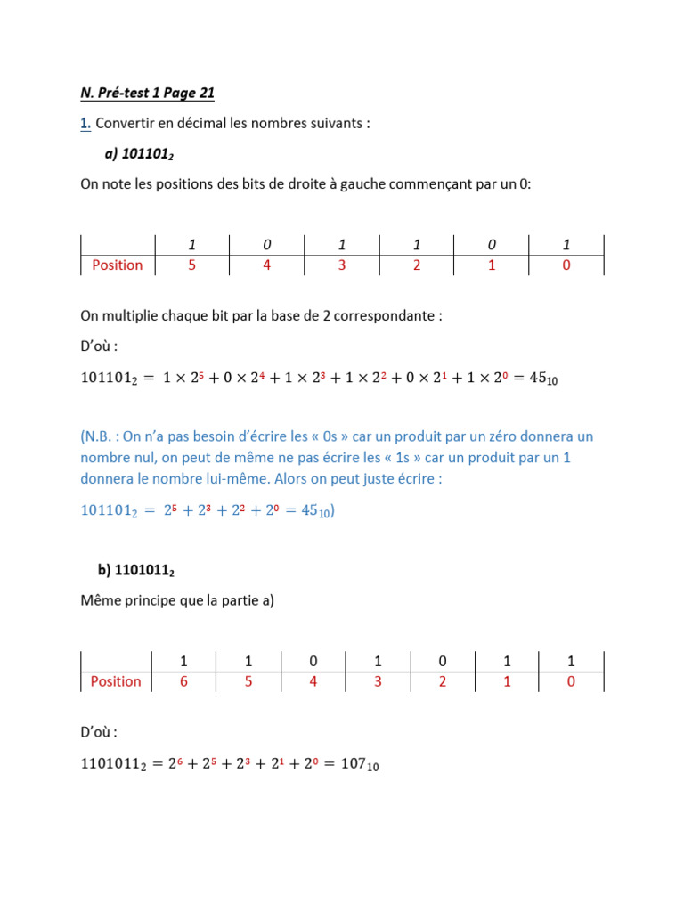 Conversion des bases numériques expliquée | PDF | Décimal | Mathématiques