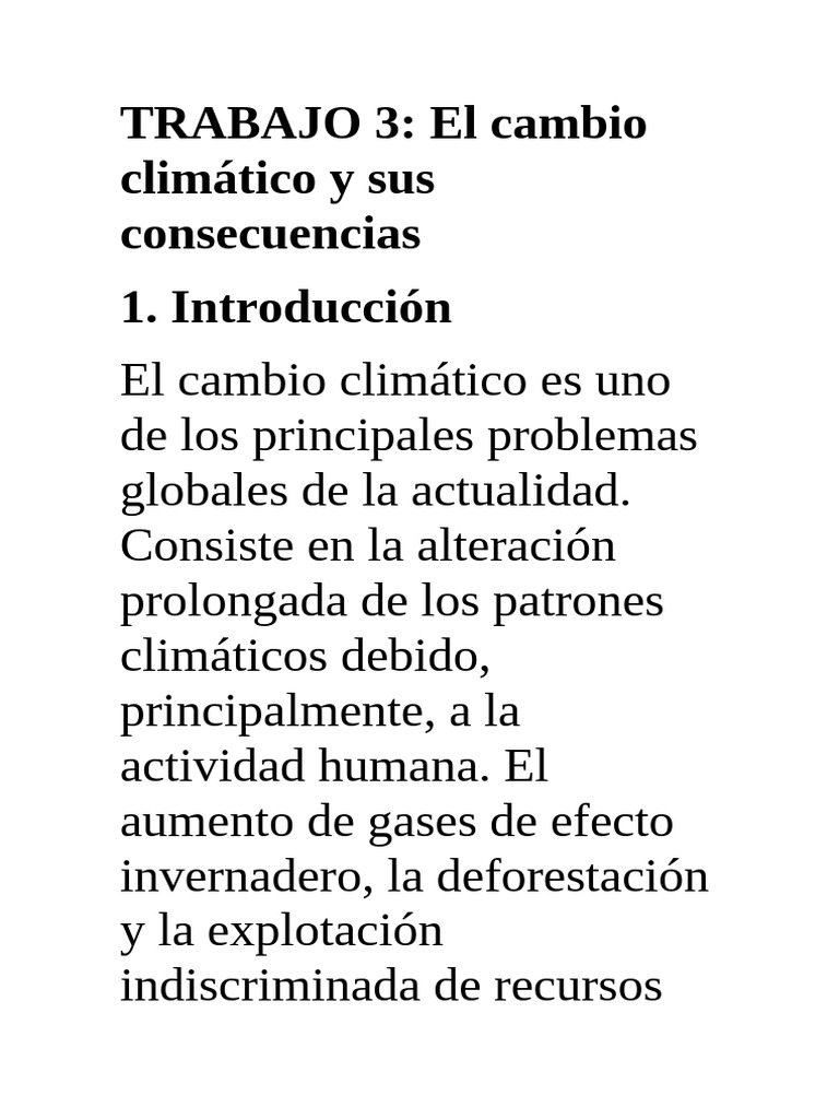 El cambio climático y sus consecuencias | PDF | Gases de efecto ...