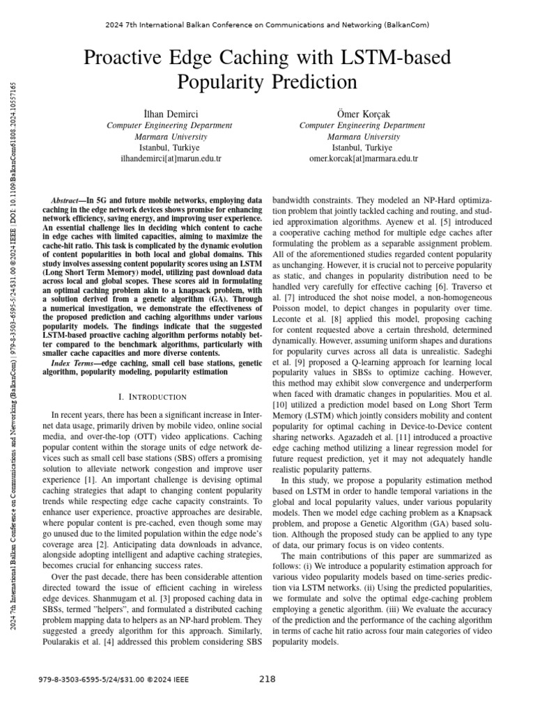 LSTM-Based Edge Caching Optimization | PDF | Cache (Computing ...