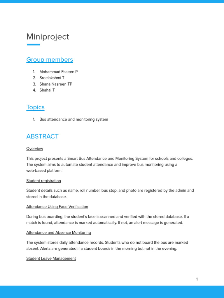 Smart Bus Attendance System Overview | PDF