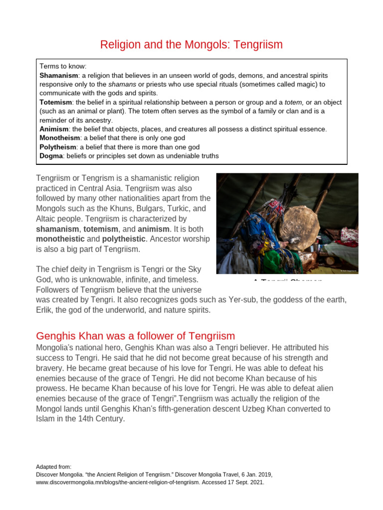 Understanding Tengriism in Mongolian Culture | PDF | Polytheism | God