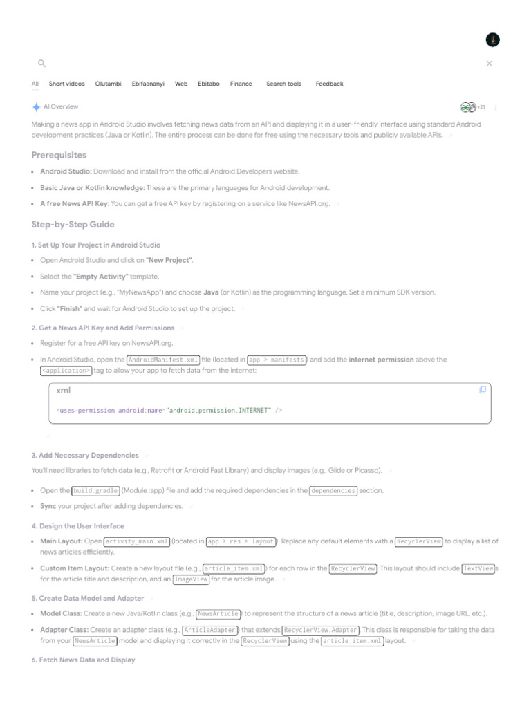 How to Make News App for Android Free Using Android Studio Step by Step ...