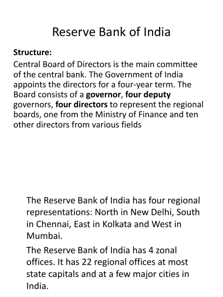 Structure and Functions of RBI | PDF | Reserve Bank Of India ...