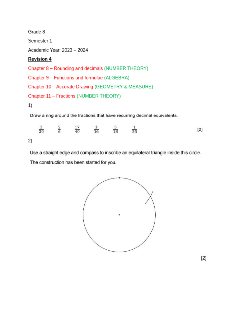 Grade 8 Math Curriculum Overview | PDF