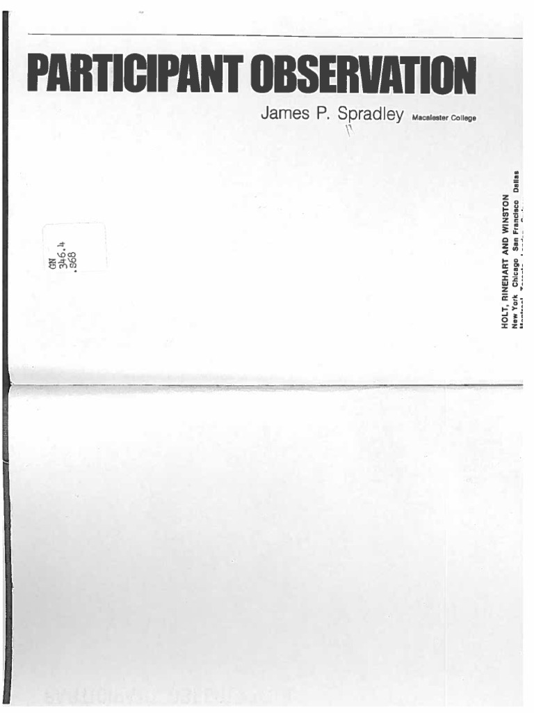 Spradley, Participant Observation | PDF