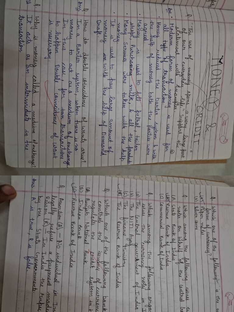 Money & Credit hand written notes | PDF