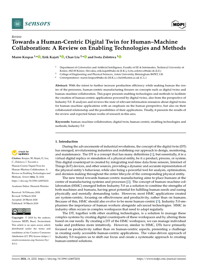 Human-Centric Digital Twin Review | PDF | Artificial Intelligence ...