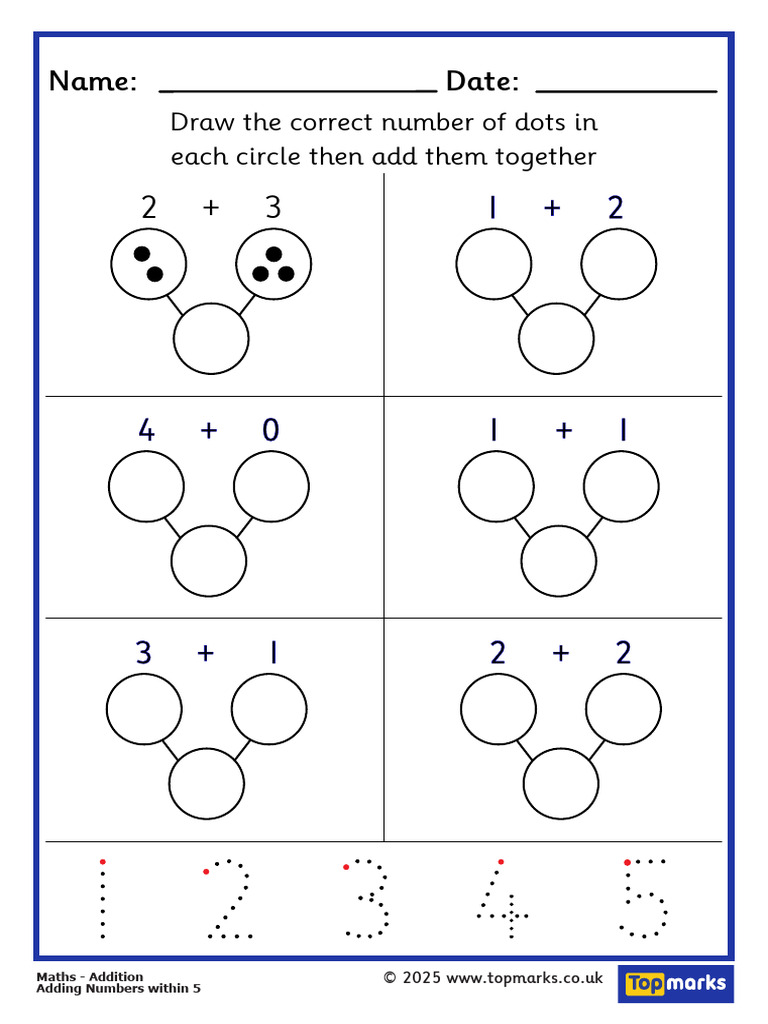 Adding Numbers Within 5 | PDF