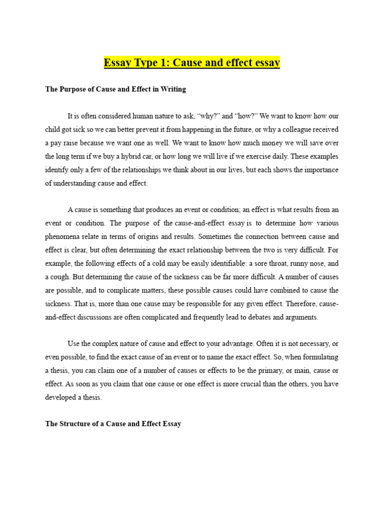 Understanding Cause and Effect Essays | PDF | Mental Health | Causality