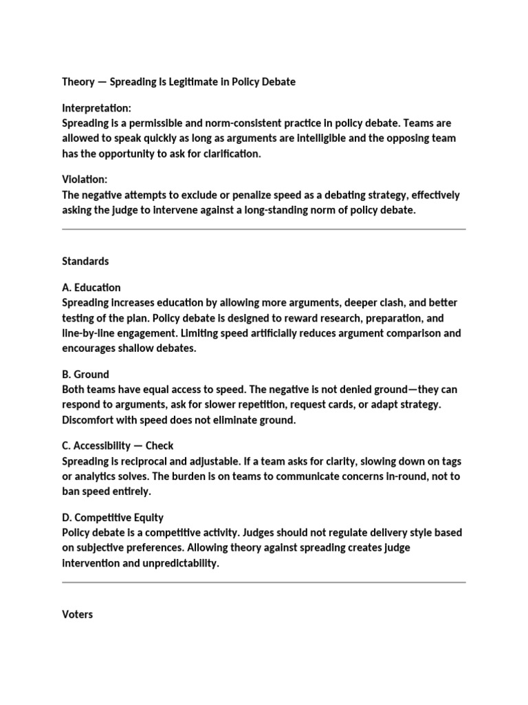 Spreading in Policy Debate Explained | PDF | Business Cycle | Recession