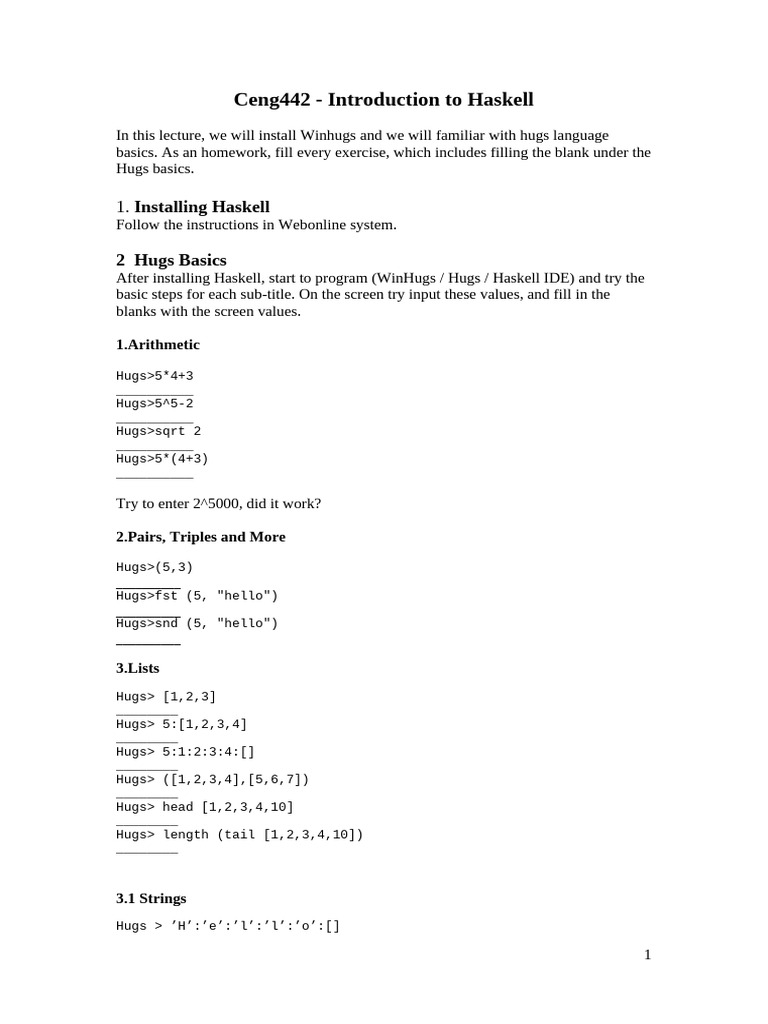 Haskell Basics: Installation and Functions | PDF | Zero Of A Function ...