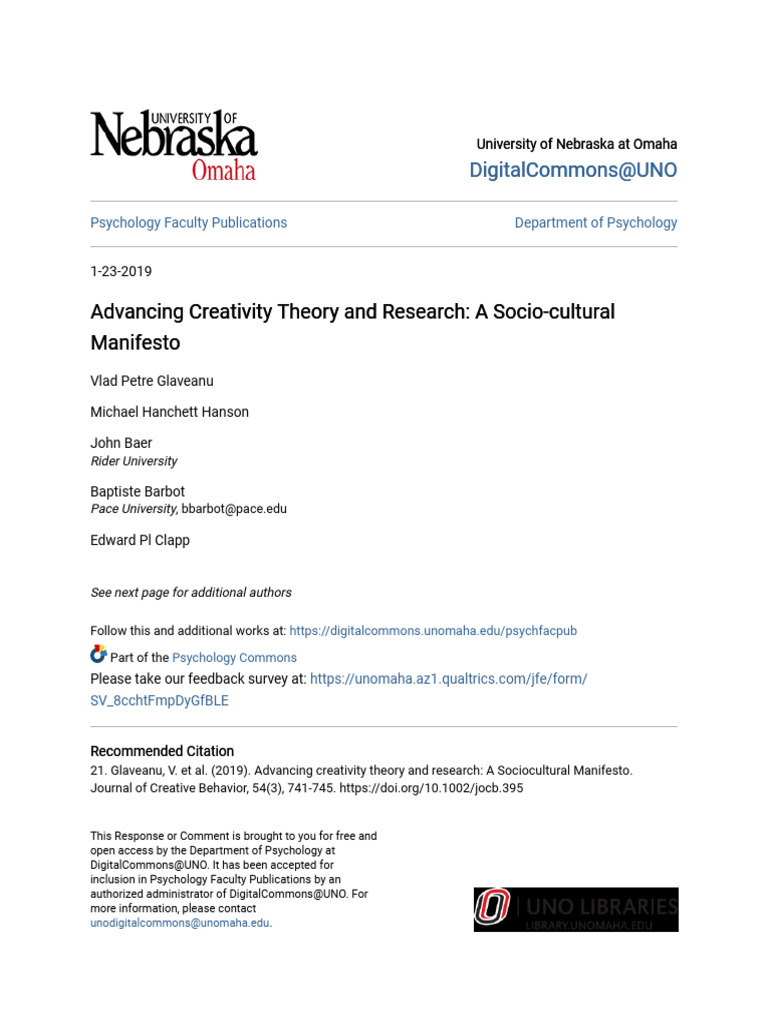 Socio-Cultural Manifesto on Creativity | PDF | Creativity | Mind