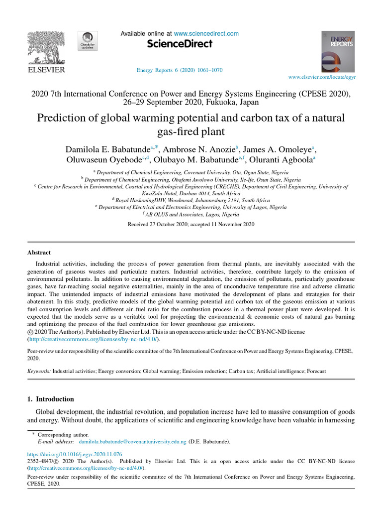 Carbon Tax and GWP of Gas Plants | PDF | Greenhouse Gas | Climate Change