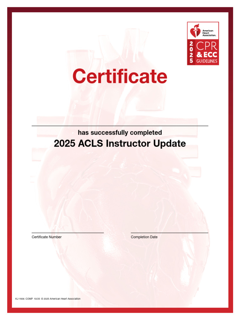 2025 ACLS Instructor Update Certificate | PDF