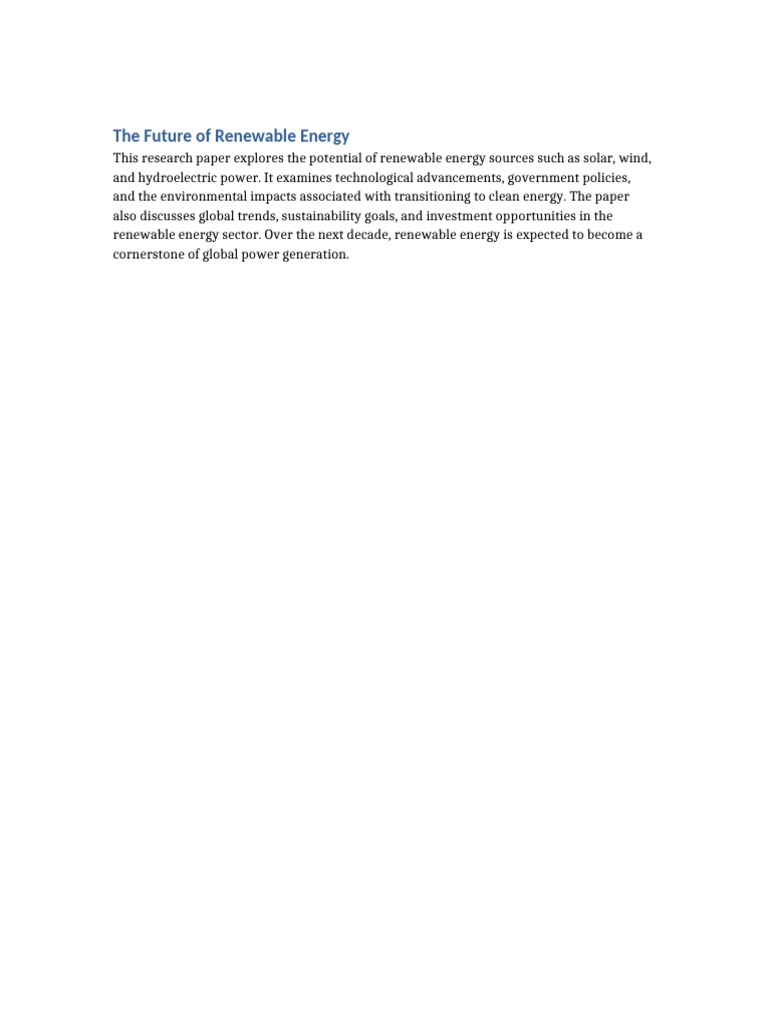 Research Paper Renewable Energy | PDF