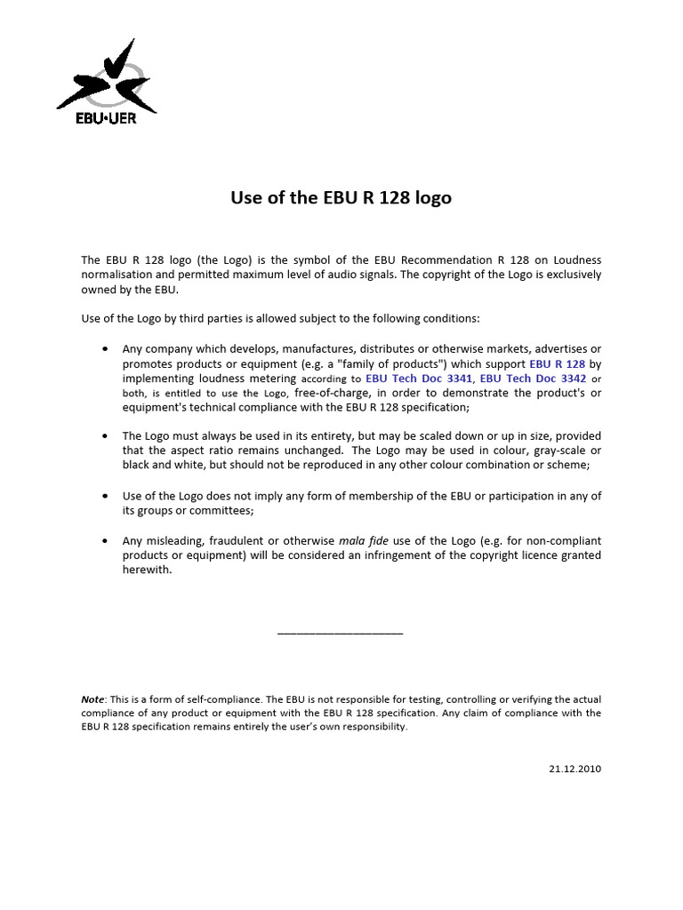 EBU R 128 Logo Usage Guidelines | PDF | Broadcasting